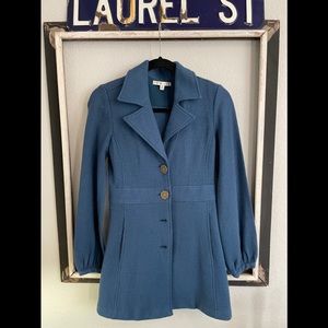 EUC Cabi 100% Boiled Wool Dress Coat+Royal Blue+Button Down+Sz XS